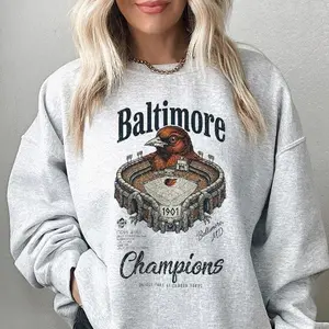 Vintage Baltimore Champions T-Shirt, Oriole Park at Camden Yards Graphic Bird Illustration Tee, Grunge Baseball Fan Shirt