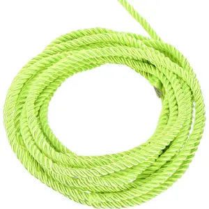 Twisted Cord Trim, 5 Yard 5mm 3-Ply Twine Braided Rope Shiny Thread String for Craft Gift Bag Curtain Christmas Decor, Emerald Green - 5m