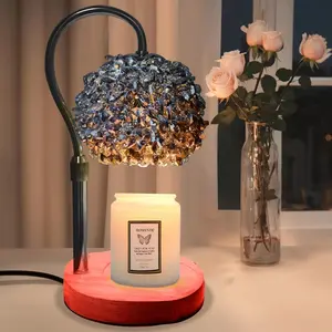 Candle Warmer Lamp with Timer,  Dimmable Candle Lamp Warmer Adjustable Height, 312 K9 Crystals Lampshade Electric Wax Melt Warmer with 2 Bulbs, Wax Warmer for Scented Jar Candles  for Mom gift idea (Black)