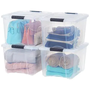 IRIS USA 40 Qt Plastic Storage Box with Lid, Stackable Design, Clear, 4 Pack