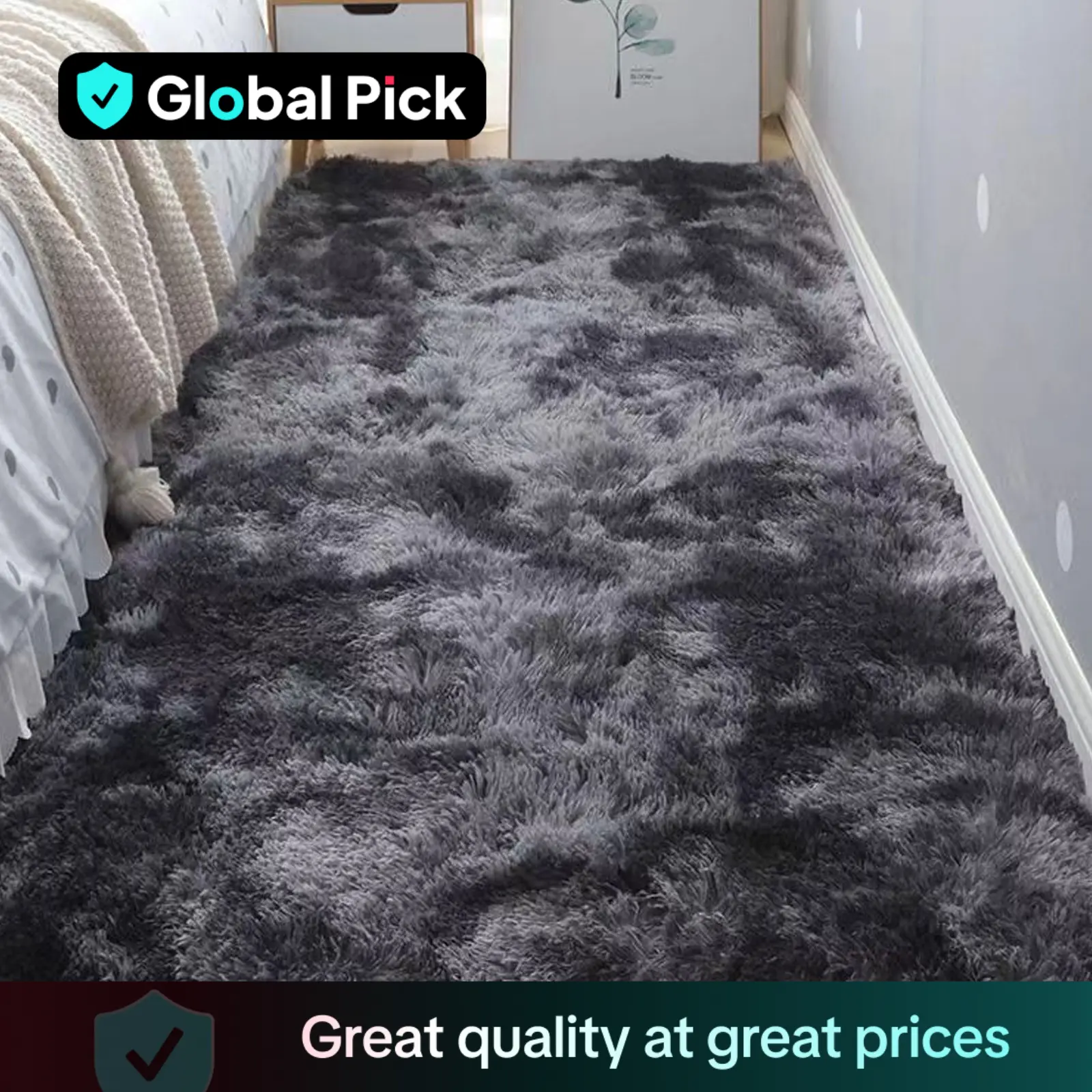 Fluffy Bedside Rug, Multi-size Modern Soft Plush Bedside Carpet, Non-slip Floor Mat for Home Living Room Bedroom Dormitory