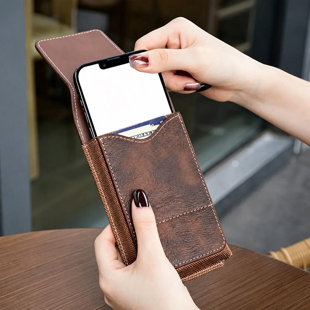 Yeomoo Men's Waist Phone Pouch with Card Slot, Magnetic Lock & Metal Belt Clip, Casual Daily Belt Bag for Large Smartphones, Ideal Gift for Father, Grandpa, Husband, Boyfriend, Practical Present for Blue‑Collar Workers for Job Site & Outdoor Work Yeomoo Men's Waist Phone Pouch with Card Slot, Magnetic Lock & Metal Belt Clip, Casual Daily Belt Bag for Large Smartphones, Ideal Gift for Father, Grandpa, Husband, Boyfriend, Practical Present for Blue‑Collar Workers for Job Site & Outdoor Work