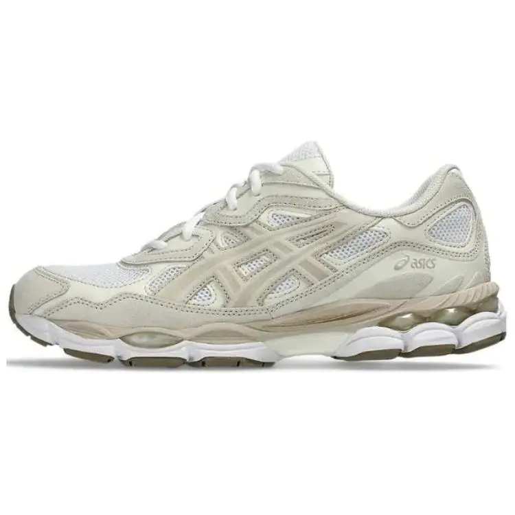 Gel NYC Casual Sneakers, Retro-Inspired Lace-up Design in White and Feather Grey with Mesh Panels, Style 1203A663-102