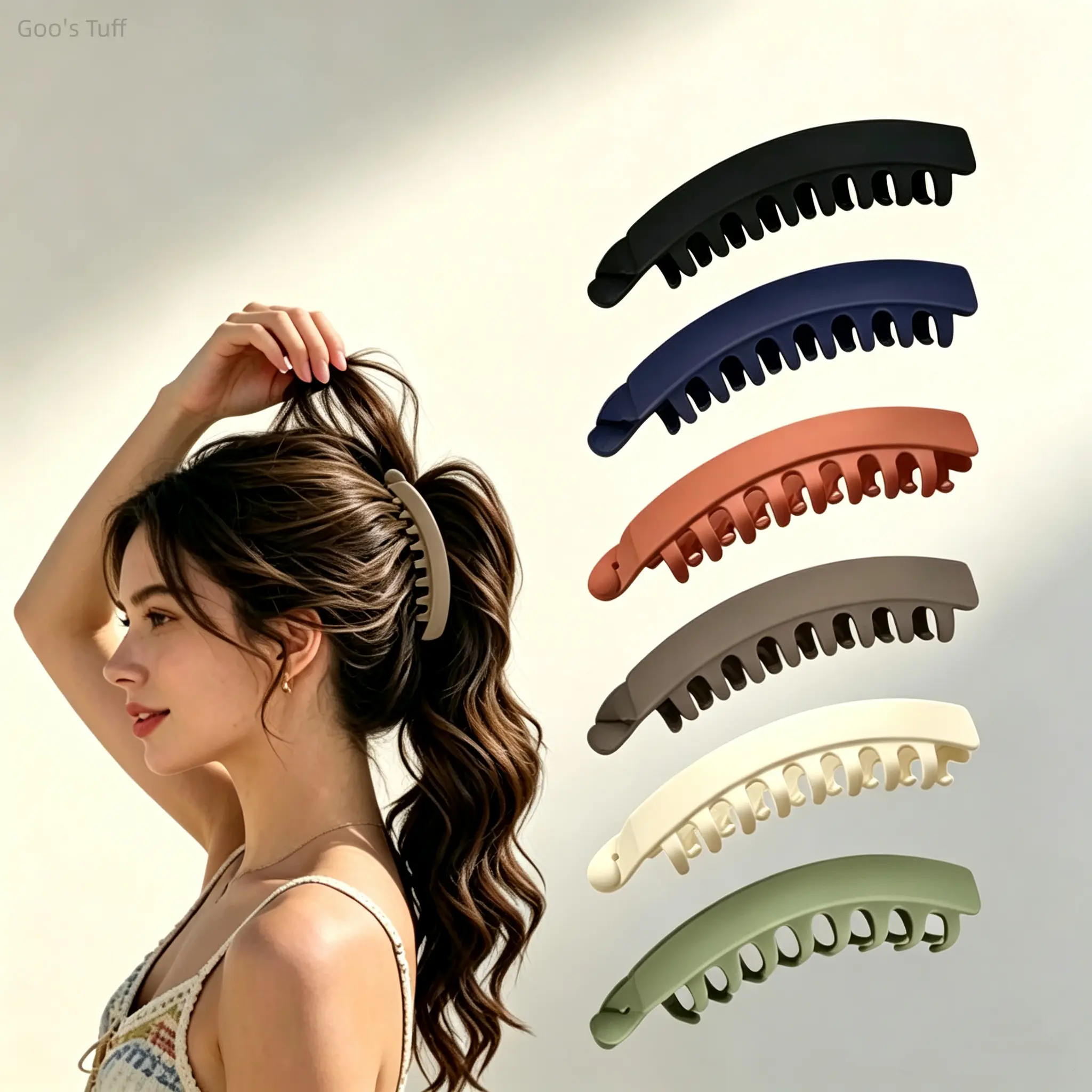 Matte Large Vertical Twisted Banana Hair Clamp - Strong Grip Barrette for Easy Ponytail Updos, Trendy Accessory for Thick Hair Daily Outdoor Use