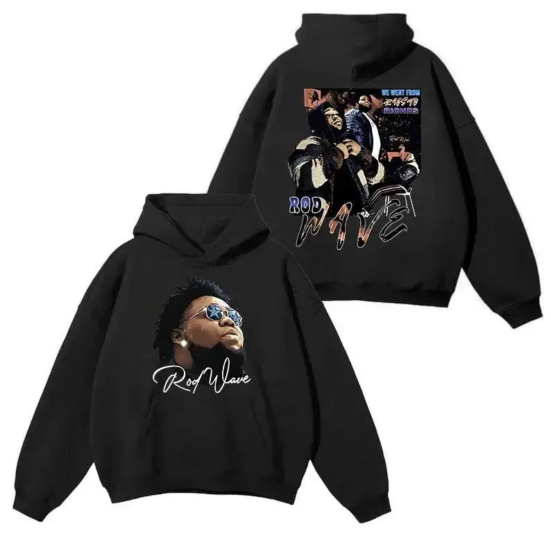Men's Rod Wave Inspired Vintage Rap Graphic Hoodie - Casual, Comfortable Fit Pullover Sweatshirt, Hip Hop Artist Merch Streetwear Tops for Music Lovers, Sweatshirts Unisex hoodie