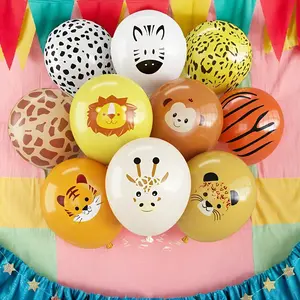 10 jungle animal pattern balloons, tiger, lion, zebra print pattern balloons, suitable for animal themed birthday party decoration, party decoration, baby party, gender reveal party, themed party supplies, holiday balloons, birthday celebrations