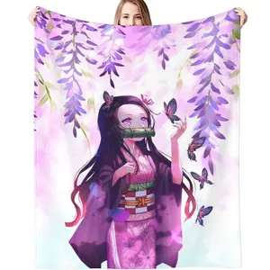 Demon Slayer Blanket Merch Stuff Nezuko Blankets Anime Bedding Demon Slayer Gifts for Girls Boys Kids Women Adults Birthday Decorations,Kids Adults Throws Travel Blanket Christmas Holiday Birthday Party Gifts
