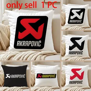 A-Akrapovics Logo Pillow Case Anti-dustmite Pillowcase Sofa Cushion Cover with Invisible Zipper Silky Short Plush Polyester Microfiber Fabric White Available in Standard Sizes for Home Bed Use