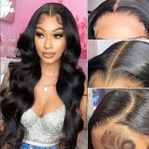 13x4 Body Wave Transparent Lace Front Wigs Human Hair Pre Plucked 180 Density HD Lace Frontal Wigs 22inch-32inch for Women