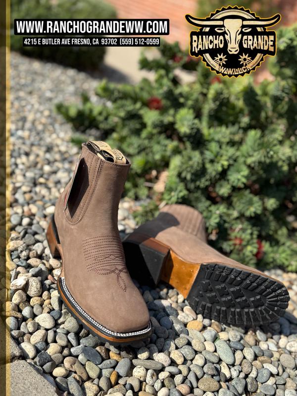 911 Nobuck Camel Leather Square Toe Chelsea Boots Ankle Casual Botin / Botas / boots S/Tractor