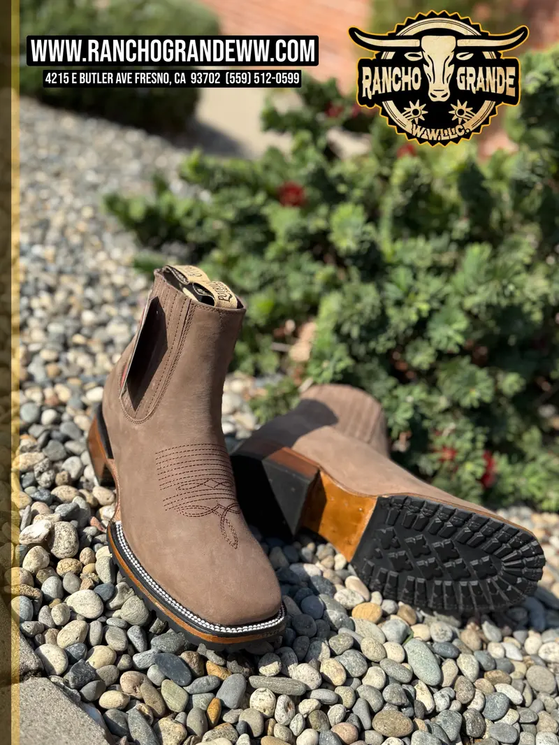 911 Nobuck Camel Leather Square Toe Chelsea Boots Ankle Casual Botin / Botas / boots S/Tractor