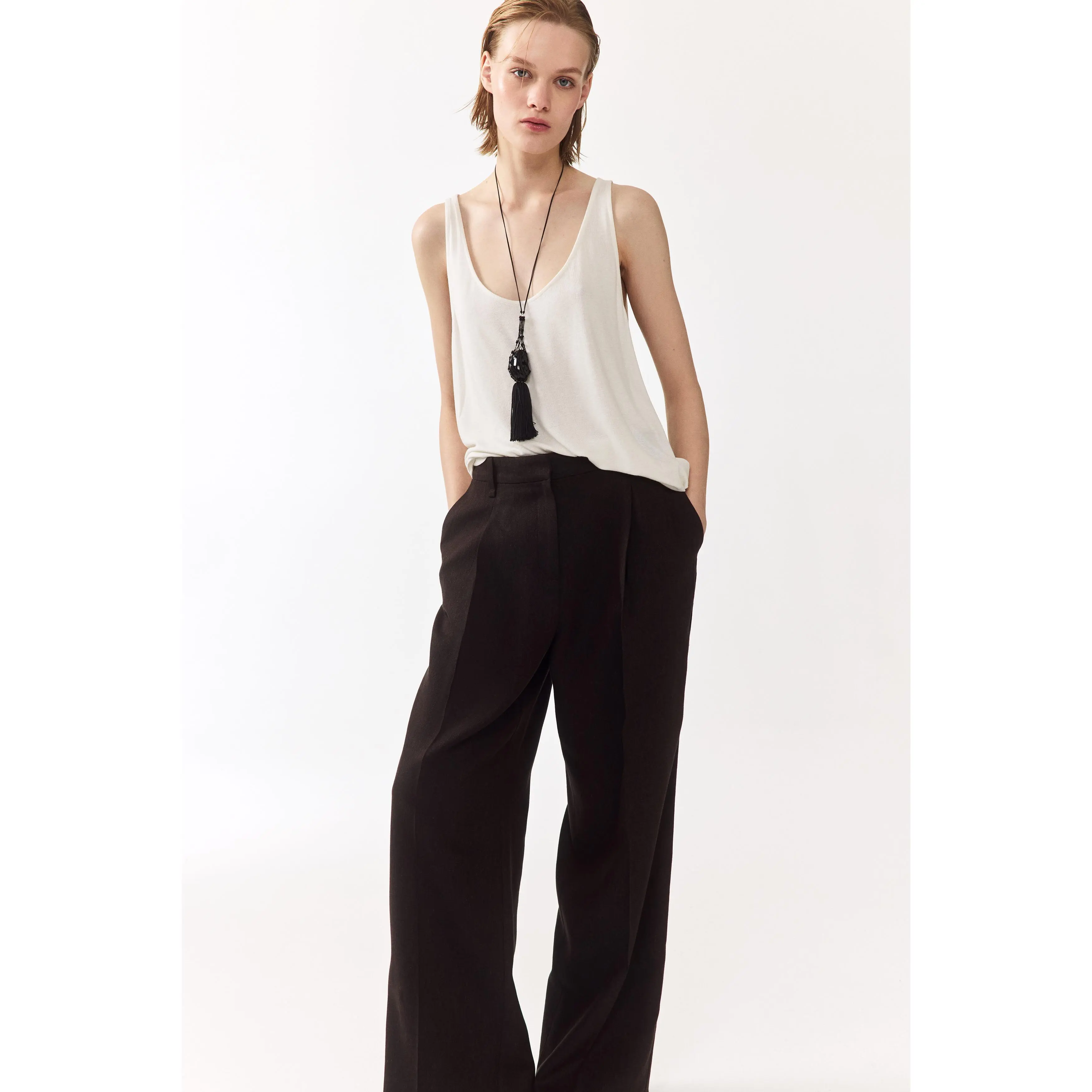 H&M Tailored linen-blend trousers