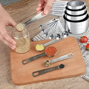 10pcs Stainl Steel Measuring Spoons Cups Set Premium Stackable Tablespoons Measuring Set for Gift Dry Liquid Ingredients Cooking Baking, Kitchen Gadgets for Cooking and Baking
