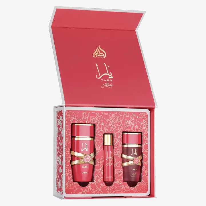 LATTAFA YARA CANDY 3PC GIFT SET(EDP 3.4FL.OZ | 100ML, EDP 0.4FL.OZ | 12ML, HAIR MIST 1.6FL.OZ | 50ML) LATTAFA YARA CANDY 3PC GIFT SET(EDP 3.4FL.OZ | 100ML, EDP 0.4FL.OZ | 12ML, HAIR MIST 1.6FL.OZ | 50ML)