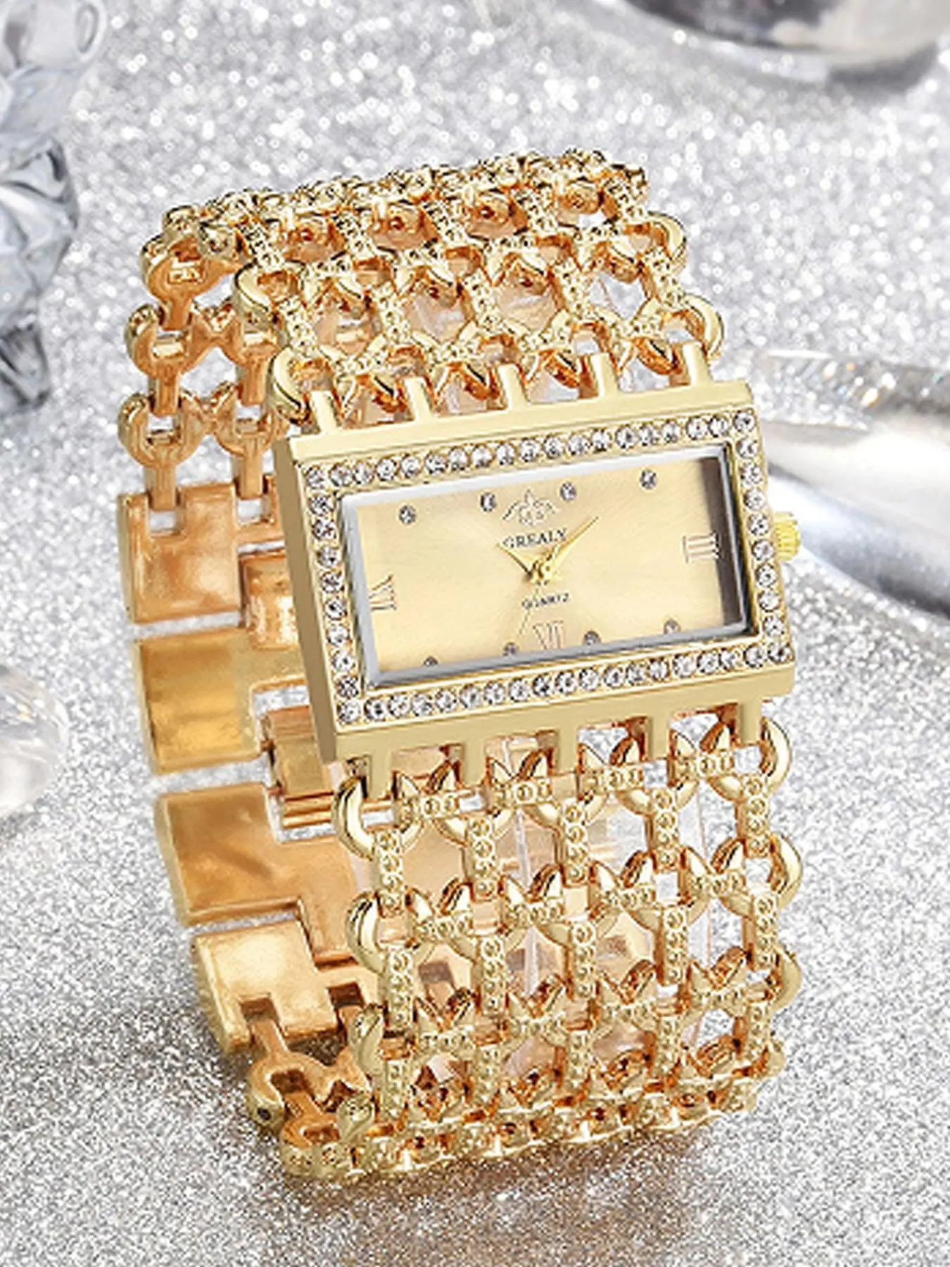 Women's Elegant Rhinestone Decorated Quartz Watch, Fashionable Analog Watch for Women & Girls, Fashionable Wristwatch, Fashion Wristwatches, Trendy All-match Watch for Birthday Gift, Rhinestone Watches, Fashionable Stylish Watch