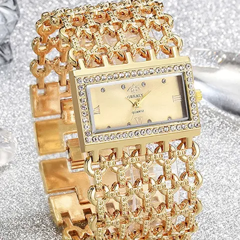Women's Elegant Rhinestone Decorated Quartz Watch, Fashionable Analog Watch for Women & Girls, Fashionable Wristwatch, Fashion Wristwatches, Trendy All-match Watch for Birthday Gift, Rhinestone Watches, Fashionable Stylish Watch