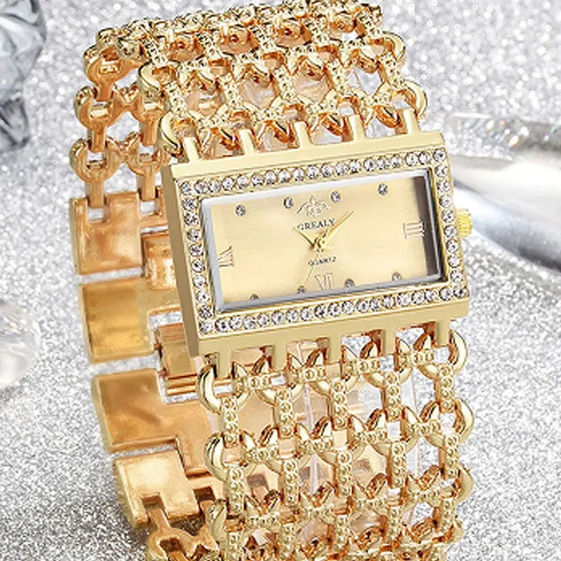 Women's Elegant Rhinestone Decorated Quartz Watch, Fashionable Analog Watch for Women & Girls, Fashionable Wristwatch, Fashion Wristwatches, Trendy All-match Watch for Birthday Gift, Rhinestone Watches, Fashionable Stylish Watch