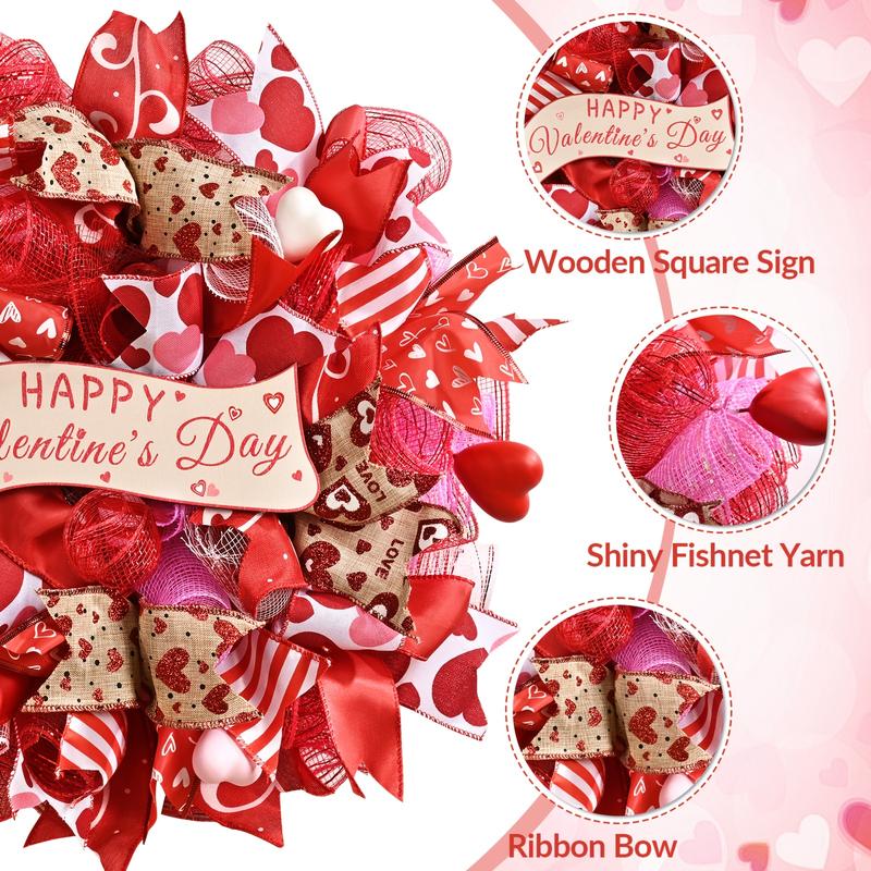 1 piece of 35cm or 45cm Valentine's Day/Spring Wreath, suitable for front door decoration - Plastic door ornament with branches and leaves, wall-mounted decoration, suitable for all seasons, Valentine's Day or housewarming gift.