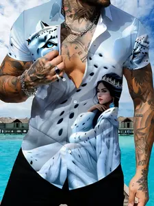 Snow Leopard Pattern Printed Short Sleeve Shirt, Unisex Summer Casual Top, Trendy Fashion Design