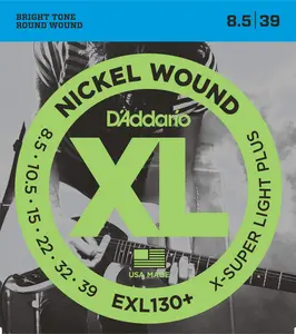 D'Addario EXL130+ Nickel Wound Electric Guitar Strings, Extra-Super Light Plus, 8.5-39