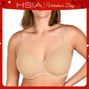 HSIA AirMesh honeycomb-cup Plus Size Full Coverage Mesh Lightly Padded Lined Adjustable Straps Underwire T-Shirt Bra
