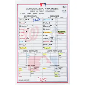 Dylan Crews Washington Nationals Autographed Game-Used Lineup Card vs. Miami Marlins on September 3, 2024 - Fanatics Authentic Certified
