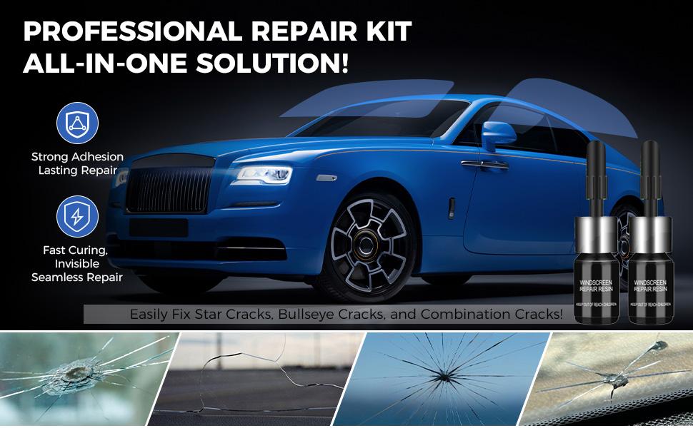Windshield Crack Repair Kit, 2 Bottles Nano Glass Crack Repair Liquid Quick Windshield Repair for Chips and Cracks, Bulls-Eye and Star-Shaped Crack Windshield Crack Repair Kit, 2 Bottles Nano Glass Crack Repair Liquid Quick Windshield Repair for Chips and Cracks, Bulls-Eye and Star-Shaped Crack