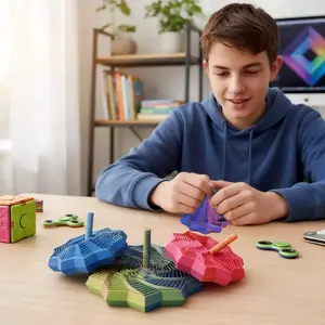 3D Printed Star Fidget Toy with Handle for DualSensory Experience Sight and SoundHypnotizing Visual Stress Relief FidgetingAccessory Relaxation Stick