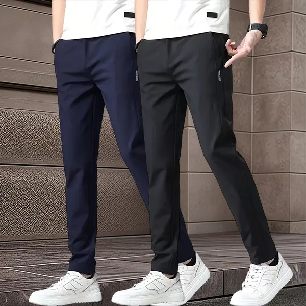 Men’s summer business casual pants: slim fit straight leg long trousers; elastic fashion home sports pants; breathable, comfortable for everyday wear; casual, fashionable, and comfy; casual loose fit.