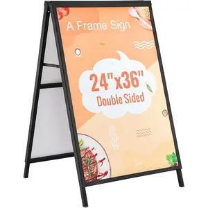 VEVOR A Frame Sidewalk Sign, 24x36 Inch Heavy Duty Slide-in Signboard Holder, Double-Sided Folding Sandwich Board Signs, Steel Pavement Sign Poster for Outdoor Business Street Advertising (Frame only)VEVOR Super Brand Day