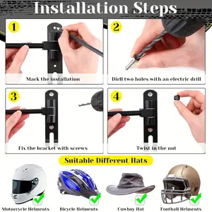 Helmet Stand Aluminum Alloy Motorcycle Bicycle Helmet Holder with Safety Lock No Tool Installation Sports Riding Accessory
