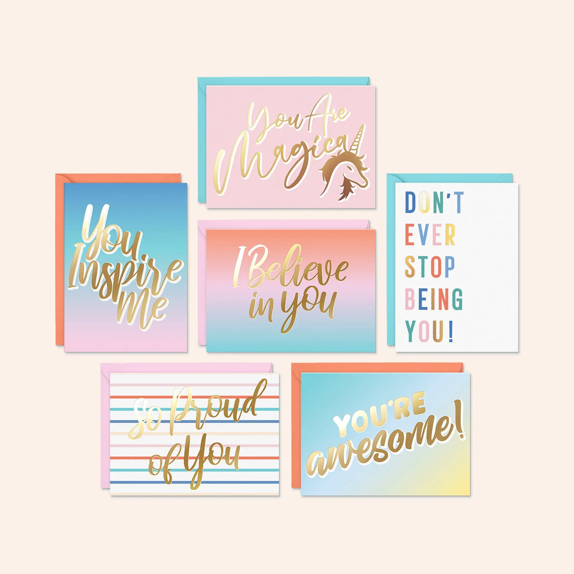 SWEETZER & ORANGE Boxed Encouragement Cards with Envelopes - 24 Inspirational Cards for Motivational Notes and Quotes