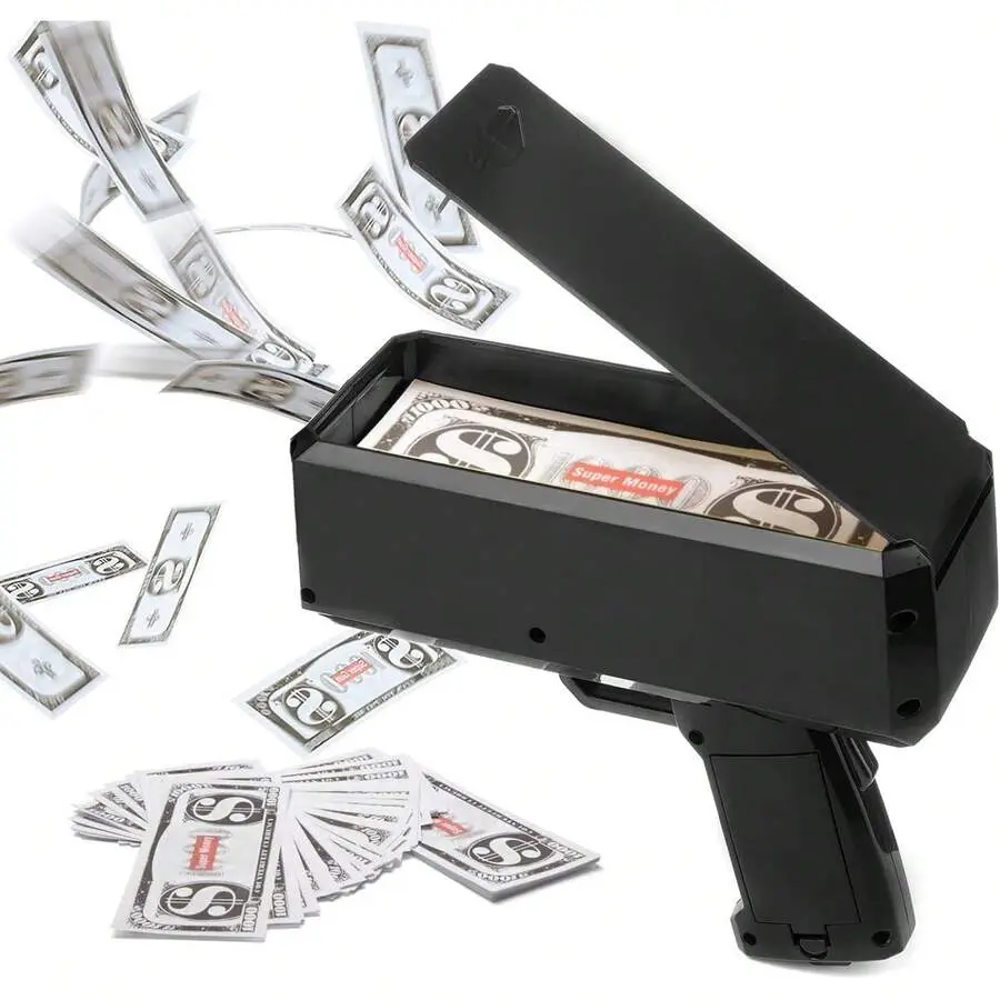 Party Supplies, Black Money Gun, Handheld Cash Money Gun, Like Raining Money, With 100 Toy Currency, For Birthday Wedding Party, Movie Bar, Carnival Celebration, New Year Party, Christmas, Halloween Gifts