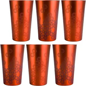 Arora Aluminum Cups for Drinks, Metal Color-Changing Red Tumbler, Aluminum 20oz Cup, Set of 6