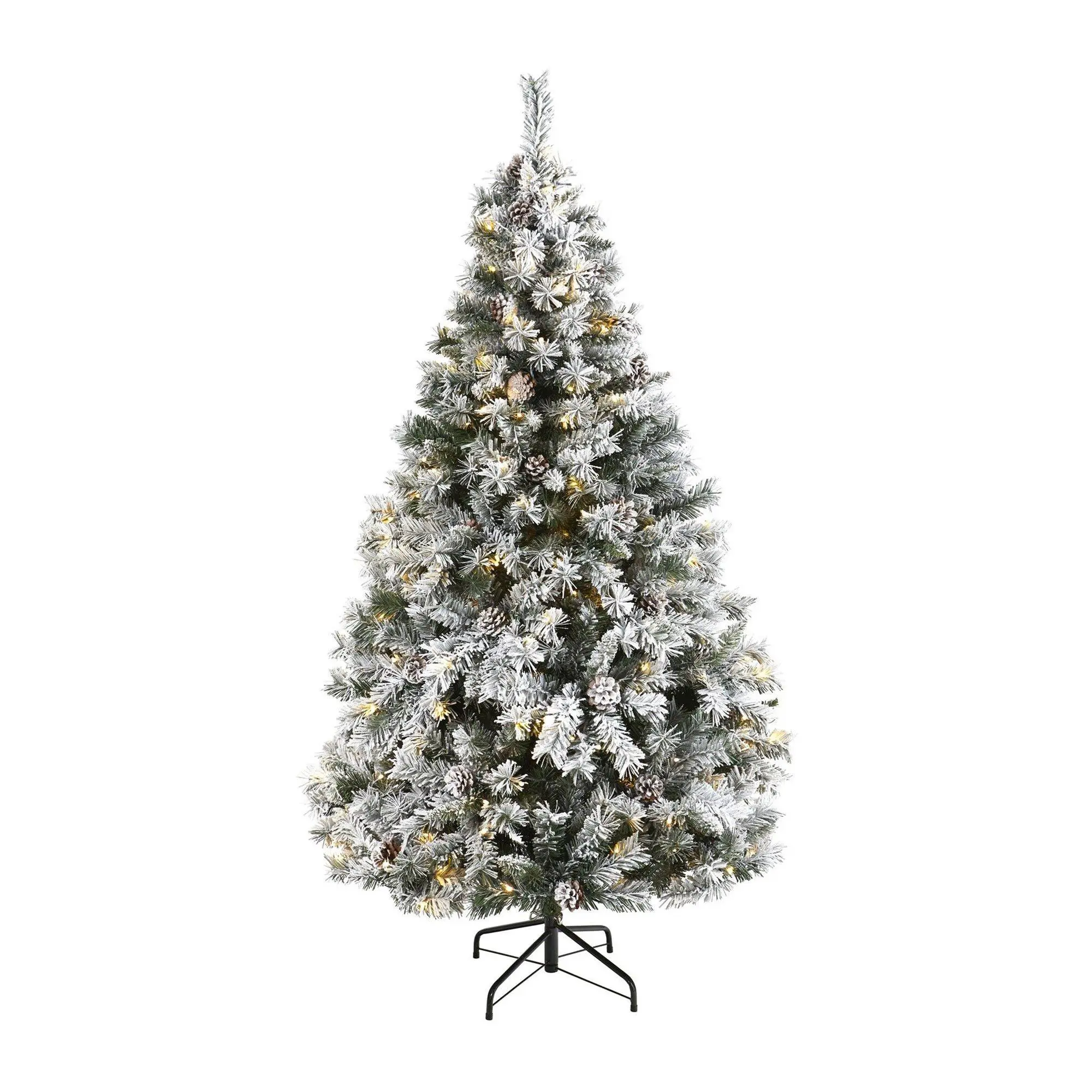Nearly Natural 6-ft Flocked Christmas Tree w/250 LED Lights