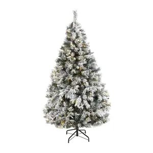 Nearly Natural 6-ft Flocked Christmas Tree w/250 LED Lights