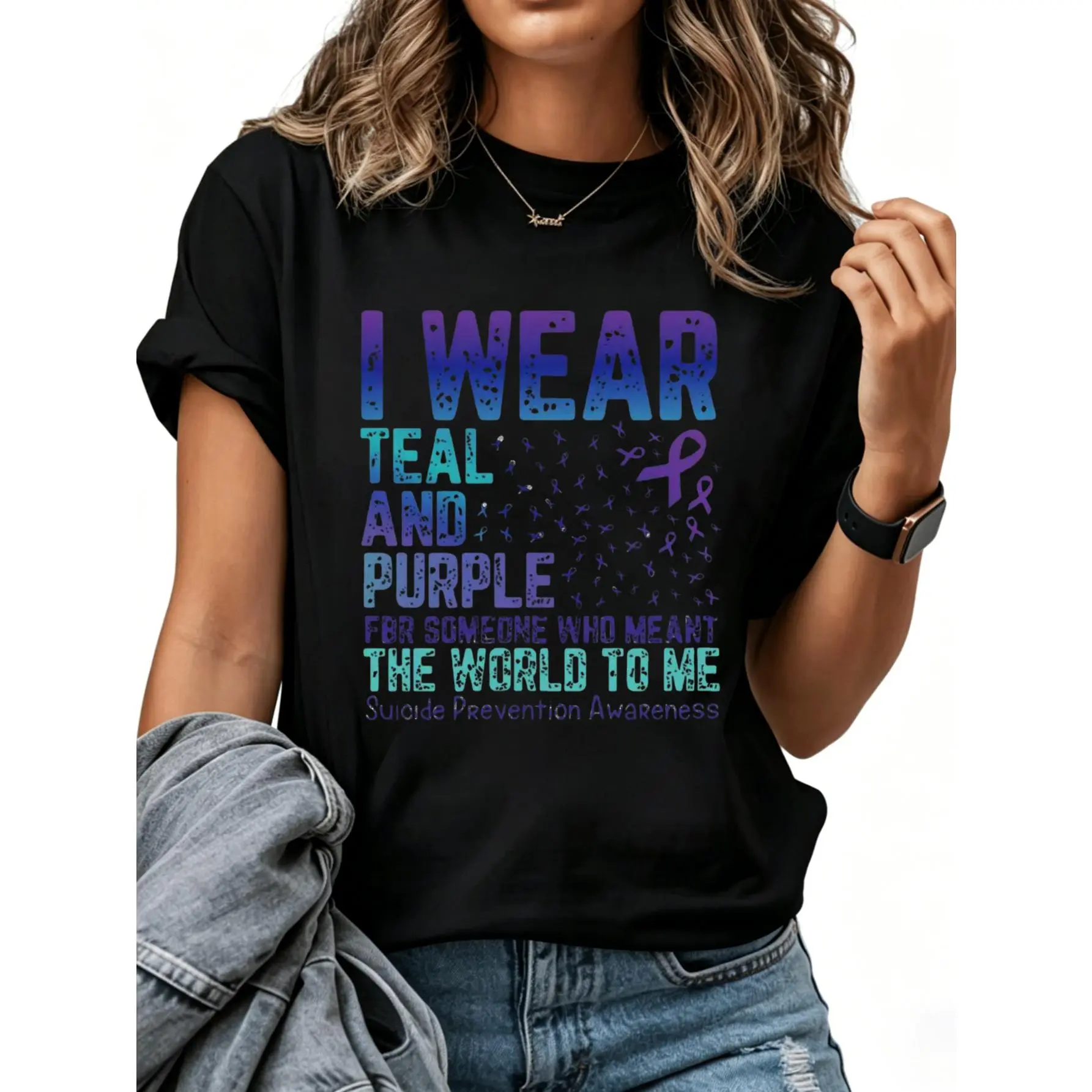 Men's 100% Cotton Comfortable Short-Sleeve Graphic T-Shirt, Mental Health Awareness Suicide Prevention Supportive Message Top