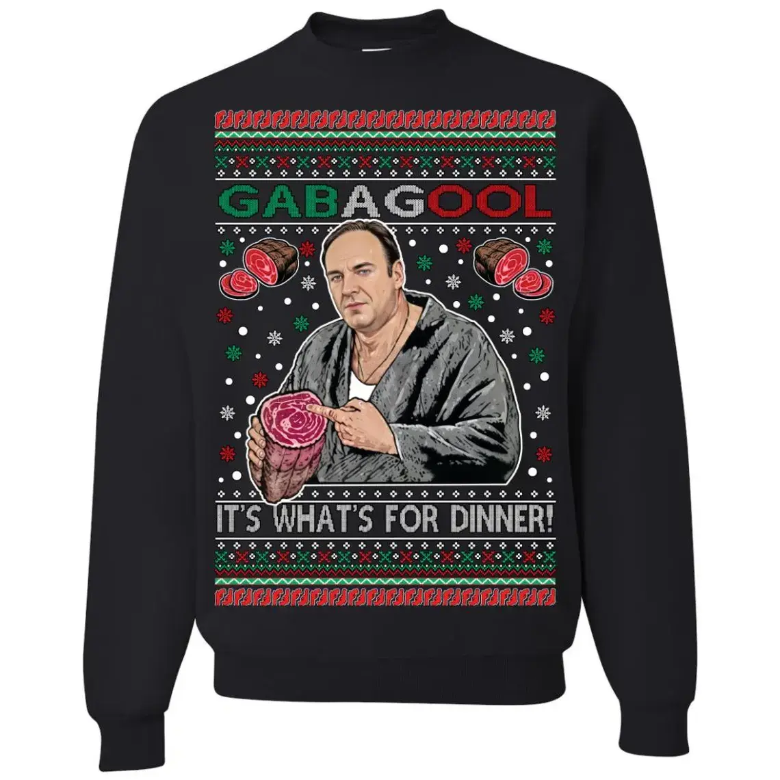 Gabagool It's What's For Dinner | Ugly Christmas Sweater | Funny Adult Humor Christmas Sweater | Holiday Crewneck Sweater