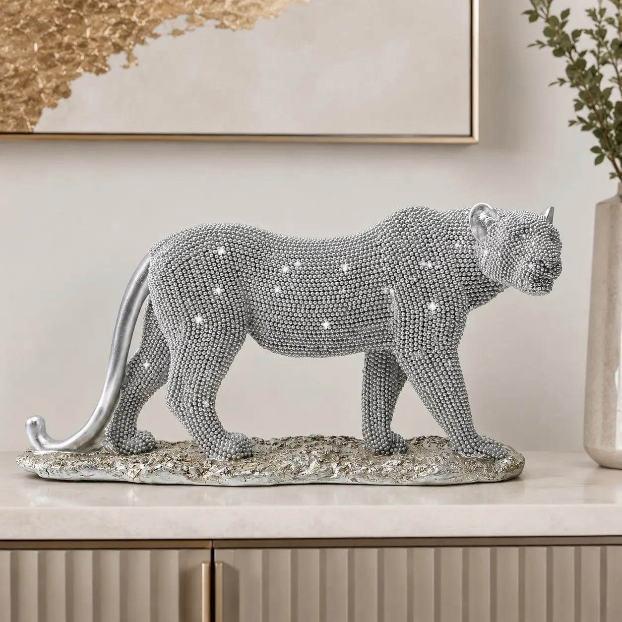 Creative Leopard Sculpture Ornament, Decorative Sculptures, 3D Resin Art Decor, Luxury Living Room Entrance Decoration, Handicraft Craftsmanship, Animal Resin Figurine, Home Decor Sculptures