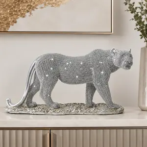 Creative Leopard Sculpture Ornament, 3D Resin Art Decor, Luxury Living Room Entrance Decoration, Handicraft Craftsmanship