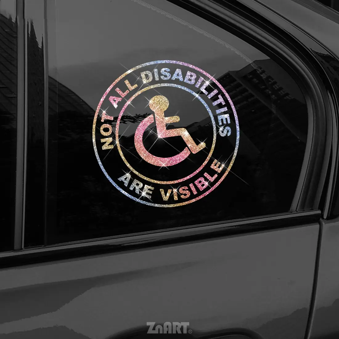 20241pc "NOT ALL DISABILITIES ARE VISIBLE" Shimmery Vinyl Sticker - Pink & Golden Disability Awareness Decal for Motorcycles, Cars, Trucks, Vans, Laptops - Detachable, No Residue, Self-Adhesive, Disability Awareness Sticker |   Vibrant Decal |   Selfadhes