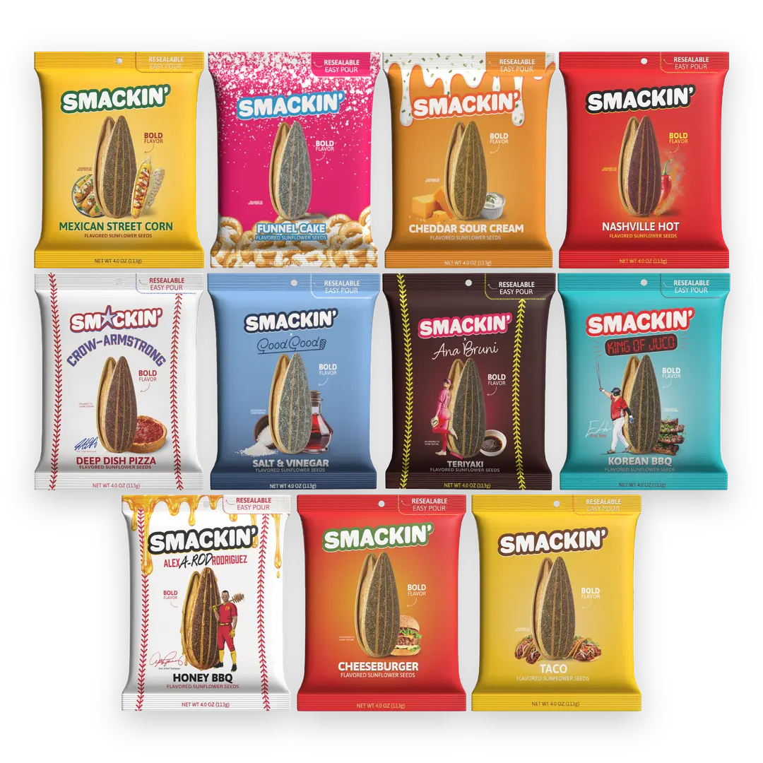 SMACKIN' Sunflower Seeds LIMITED EDITION VARIETY PACK - 11 Exclusive 4 OZ. Bags Flavor