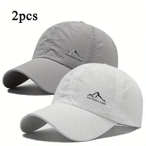 2-Pack Unisex Quick-Dry Polyester Baseball  with Snow Mountain Logo, Sports Outdoor Cycling Mountaineering Fashion Trend Hats Adjustable Lightweight