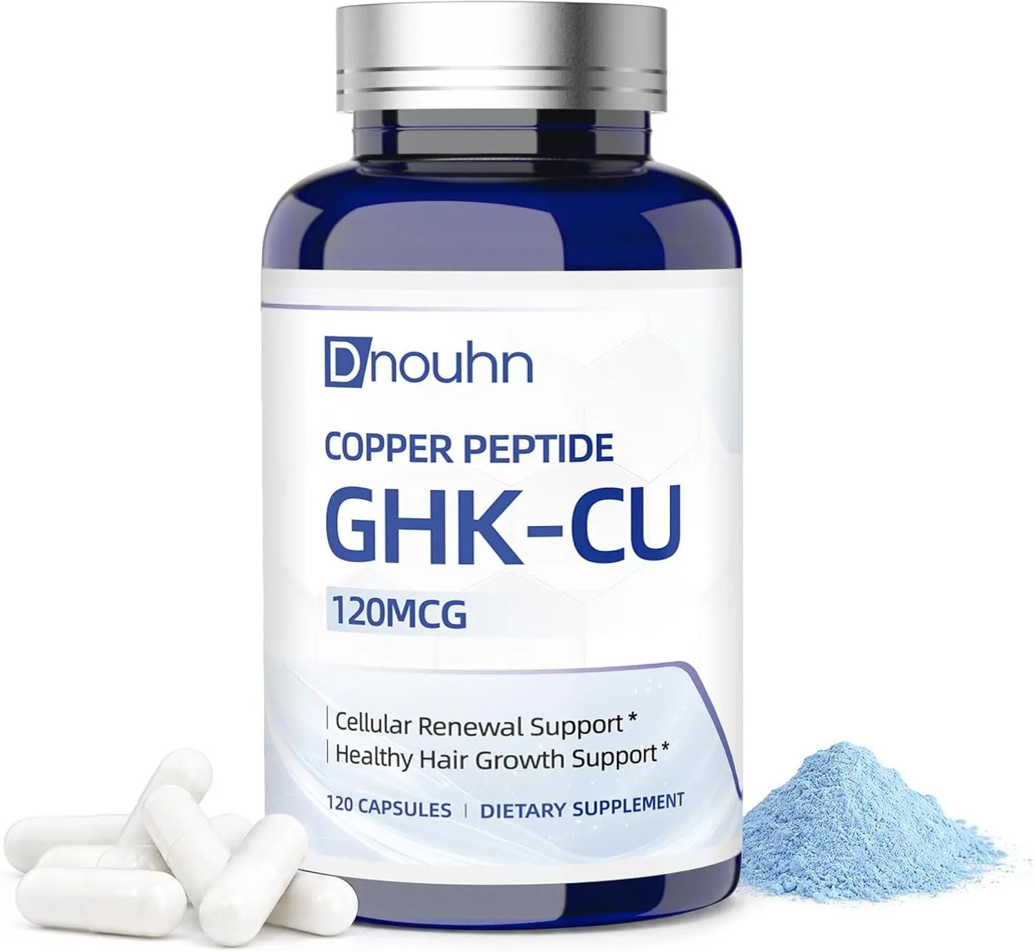 GHK-Cu Peptide Supplement 120mcg – Copper Peptide Capsules with Skin & Hair Support, Daily Wellness Formula, Vegan, 120 Count