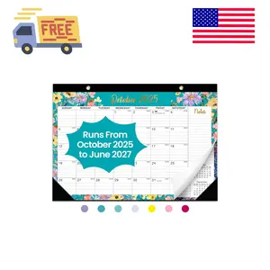 Desk Calendar 2026, 21 Months Calendar Runs from October 2025 to June 2027 - Large 17" x 12" Desktop/Wall Monthly Calendar,  Floral