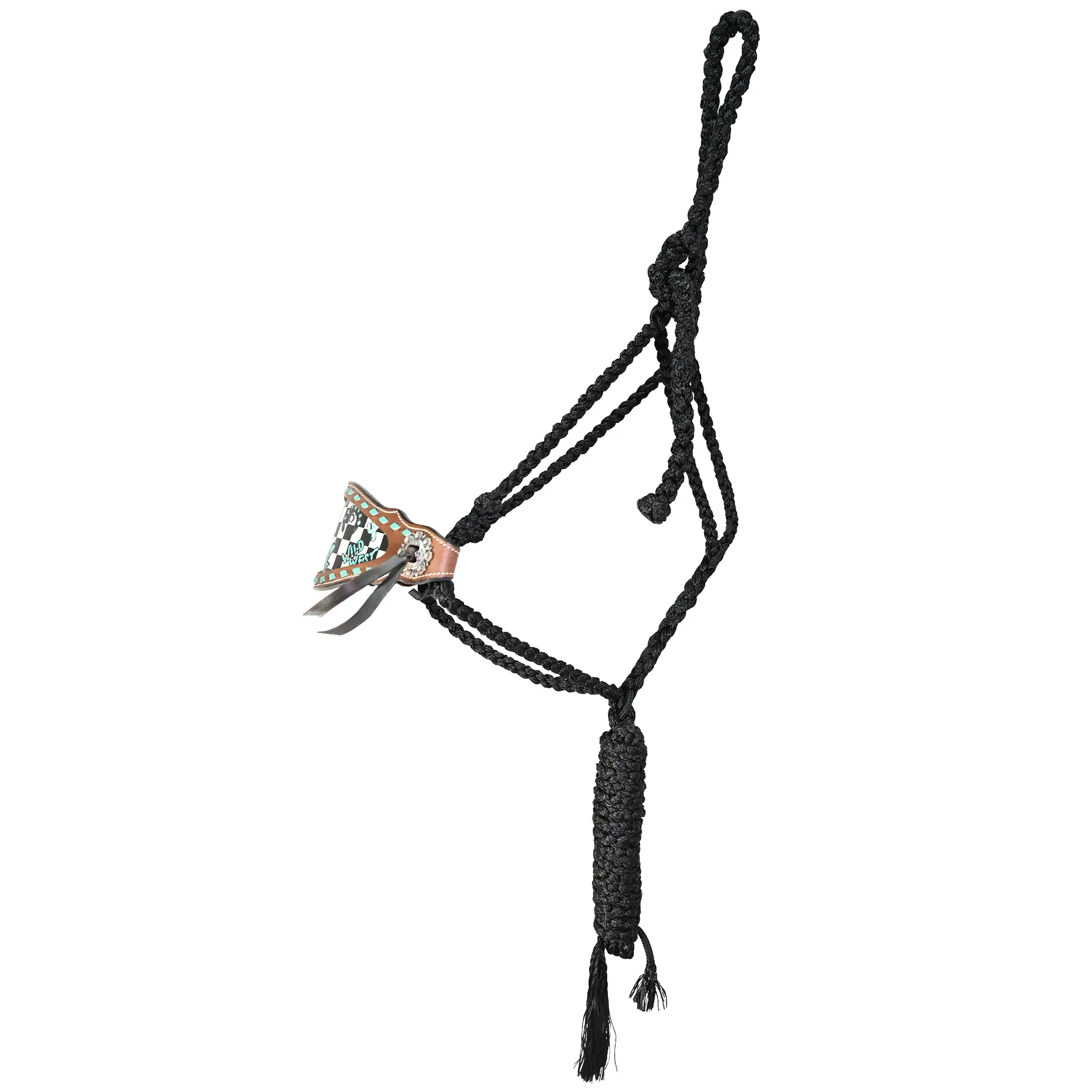 Schulz Equine Turquoise Glass Braided Muletape Bronc Halter