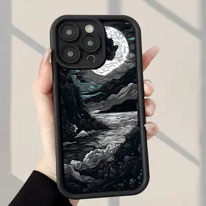 Phone case: Creative Mountain and River Views Pattern Fashionable and Popular Shock-Proof Anti-Fingerprint Full Coverage Thick Protective Phone Soft Case Compatible with iPhone 17 E Air Pro ProMax iPhone16 15 14 Plus 13 12 Mini 11 X XS XR