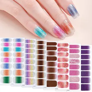 Glitter Nail Art Sticker, 7 Counts Self Adhesive Nail Decal, DIY Nail Art Decoration for Women & Girls