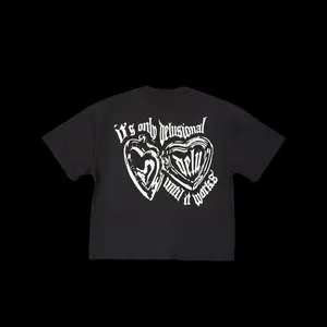 Heart Locket Cropped Tee - Vintage Black