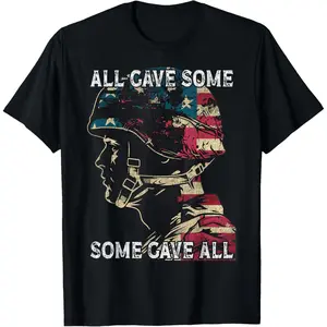 Y2K Summer Viral Print Oversized Graphic Vintage Unisex TeeUSA Flag All Gave Some American Armed Forces Memorial Day T-Shirt